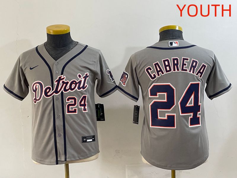 Youth 2025 Detroit Tigers #24 Cabrera Grey Game Nike MLB Jersey style 5->youth mlb jersey->Youth Jersey